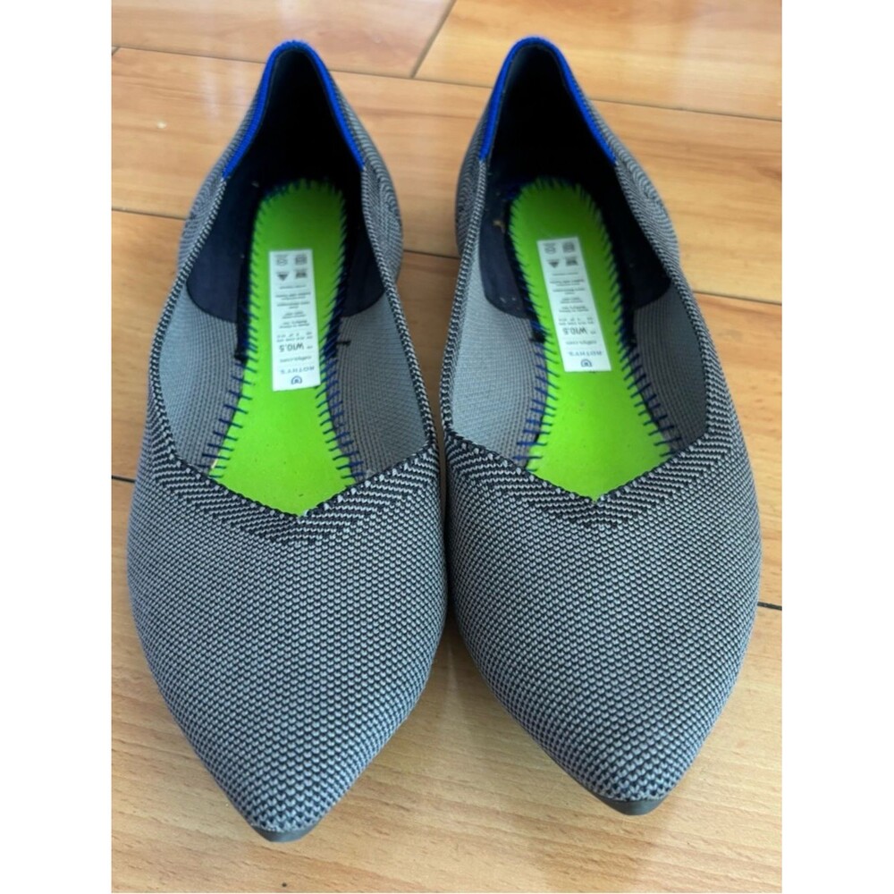 Rothys The Point sz 10.5 Grey blue Ballet Flat Pointed Toe Knit